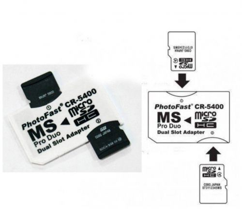 10PCS White DUAL SLOT MICRO SD TO MS PRO DUO STICK CR-5400 ADAPTERs PHOTO FAST