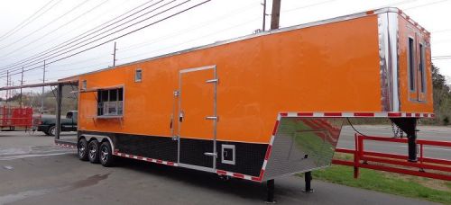 Concession trailer 8.5&#039;x40&#039; gooseneck bbq smoker catering (orange) for sale