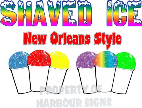 New Orleans Style SHAVED ICE Decal 14&#034; Snow Concession Trailer Food Truck Cart