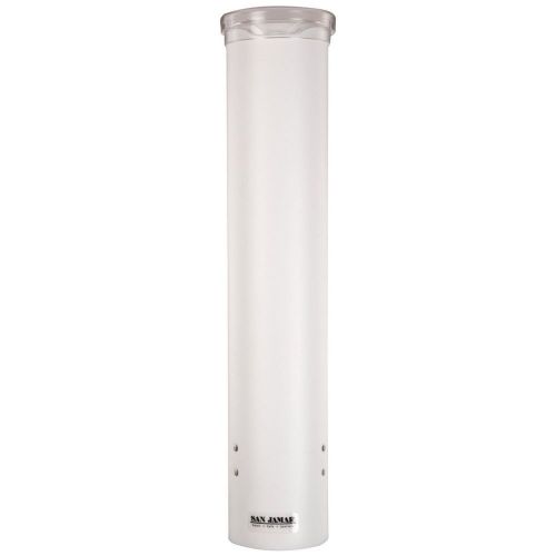 Six - San Jamar C4160WH White Unbreakable Plastic Pull Type Water Cup Dispenser