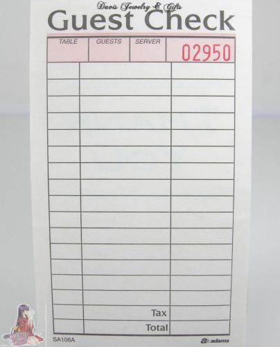 New Wholesale Lot of 200 Sales Guest Checks Carbonless Copy Duplicate Receipt