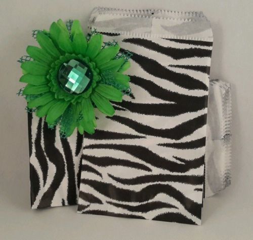 100 4x6 Zebra print paper Merchandise / Party/ Favor /Treat  / flat goodie Bags