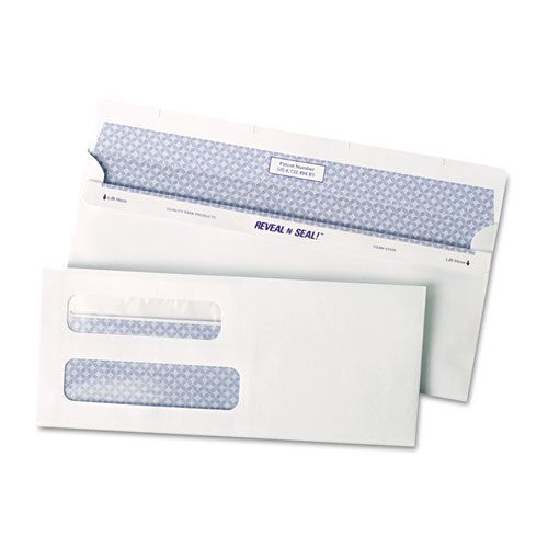 Reveal-n-seal double window check envelope, self-adhesive, white, 500/box for sale