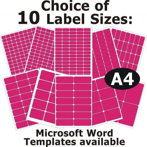 FLUO PINK Laser Copier Inkjet Printer Labels 5 A4 Sheets Self-Adhesive Stickers