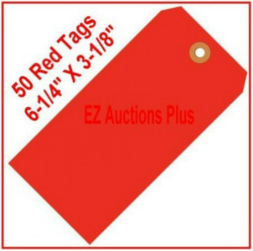 50 -#8 RED SHIPPING TAGS Inventory Price Blank Repair Inspection 6-1/4&#034; X 3-1/8&#034;