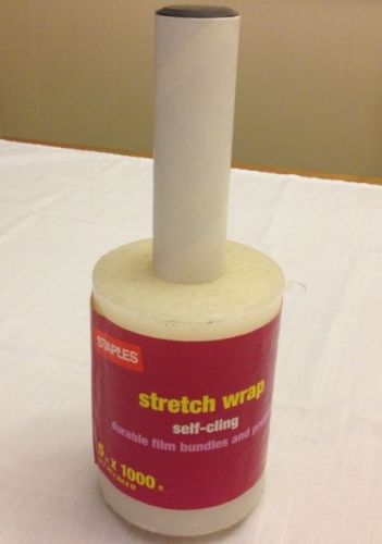 One stretch wrap roll 5” x 1000’ clear, self-cling, shipping, packing new! for sale