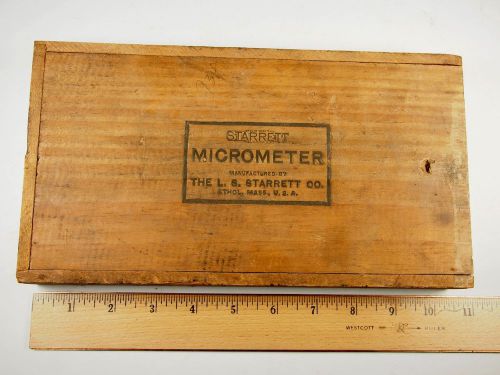 STARRETT wood box (only) for  No. 226, 4&#034;-5&#034; Outside  Micrometer,with 2 wrenches