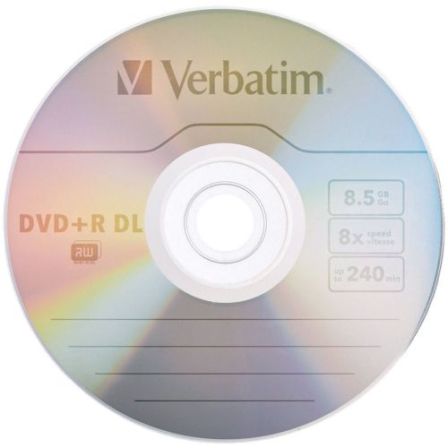 BRAND NEW - Verbatim 95311 8.5gb 8x Branded Azo Dvd+r Dls, 5 Pk With Slim Ca