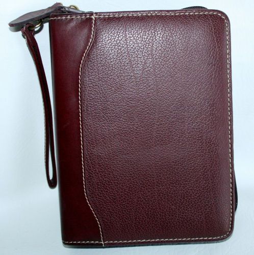 Compact 1.25&#034; Rings Burgundy LEATHER Franklin Quest Covey Planner Binder Inserts