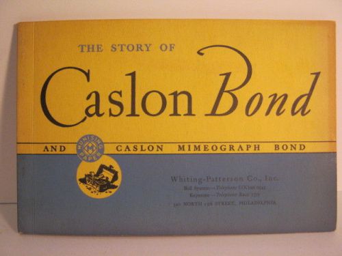 VINTAGE - PROMOTIONAL - BOOKLET - MUNSING PAPER COMPANY - CASLON BOND