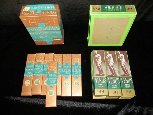 Vintage NOS Eagle Turquoise &amp; Venus Refill Leads, 2375 HB, 842 3H w/ Boxes NR!