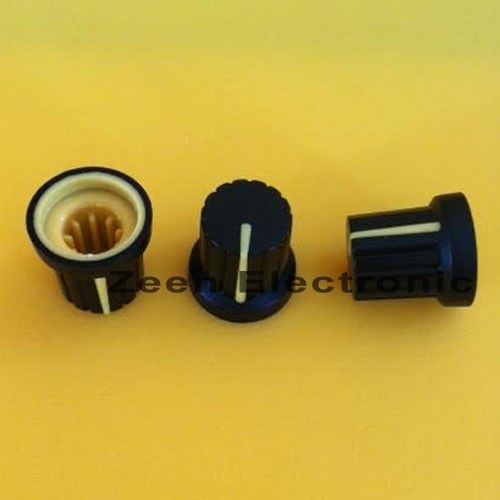 2 x Knob Black with Yellow Mark for Potentiometer Pot  - FREE SHIPPING