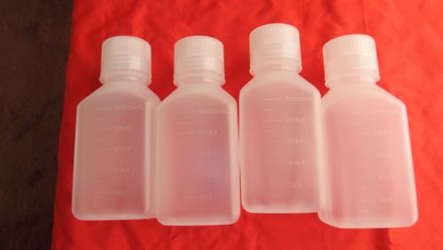 Lot of 4 Nalgene 250ml square PPCO polypropylene bottles; Thermo 2016-0250; New
