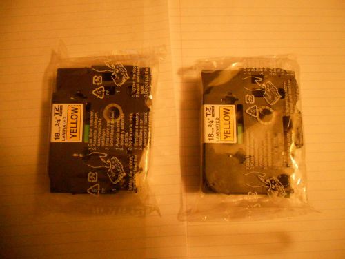 2 Pcs Brother Compatible TZ641 P-Touch 18mm Gloss Black on Yellow Tape TZ-641