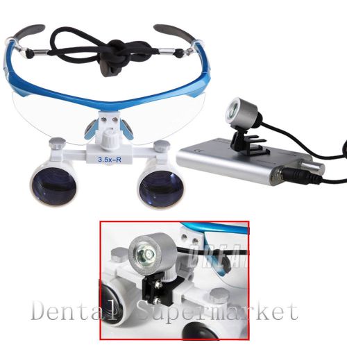Dentist Dental Surgical 3.5X Binocular Loupes Optical+ LED Head Light Silver