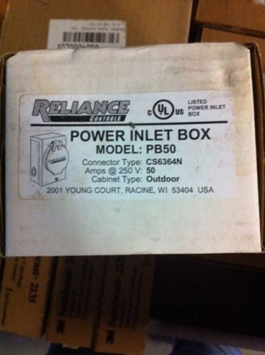 Reliance Controls PB50 50 Amp Generator Power Cord Inlet Box For Up To 12,500