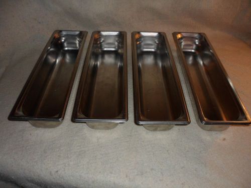 4 stainless steel steam table pans 4.5 deep by 19.5 long