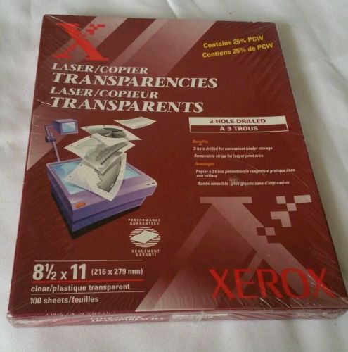 (1) &#034;NEW&#034; SEALED BOX XEROX LASER COPIER TRANSPARENCIES 100 COUNT #3R3108