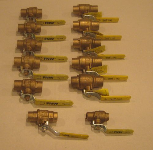 Assortment of 3/4&#034; &amp; 1/2&#034; sweat brass ball valve full port fnw  &amp; apollo 77f for sale