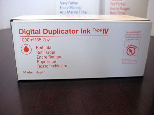 Red digital duplicator ink cartridge - type iv 1000 ml 35.7 oz - new old stock for sale