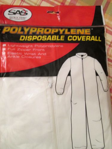 4 WHITE DISPOSABLE POLYPROPHYLENE COVERALLS XL