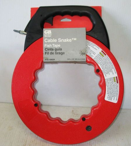 GB Gardner Bender FTS-100GR Cable Snake Fish Tape 120&#039; x 1/8&#034; NIB Unused
