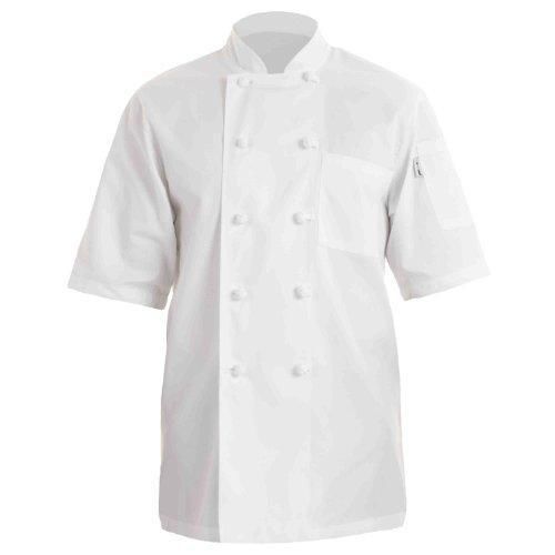 Chef Works KNSS-WHT Tivoli Short Sleeve Basic Chef Coat, White, Size L New