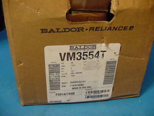 New Baldor 1.5 HP motor 1750 rpm Cat VM3554T TEFC Frame 143TC