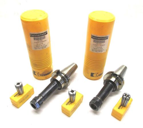 2 new kennametal tg50 collet chucks w/ cat40 shanks + 3 collet - #cv40btg050500g for sale