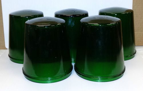 5 APPLETON ELECTRIC GREEN INDUSTRIAL GLASS SHADES-Ribbed