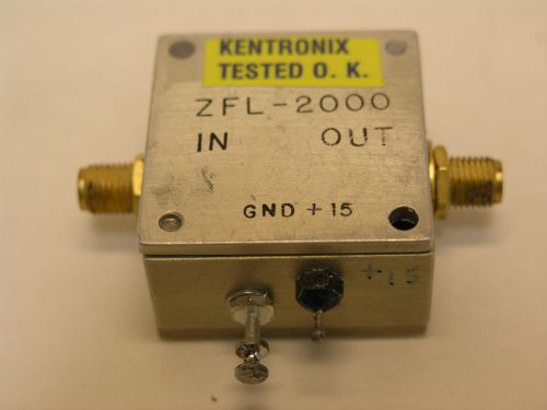 Mini-Circuits ZFL-2000 Amplifier. 10 to 2000MHz, Gain: 20dB, Po: +16dBm, +15V.