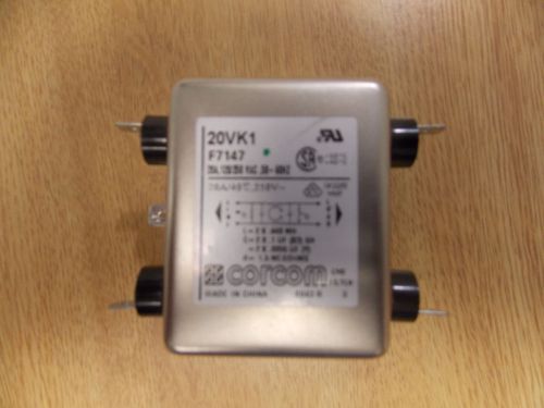 Corcom 20vk1 f7147 20a, 120/250 vac, 50-60hz filter, rfi, power line, 20 amp for sale