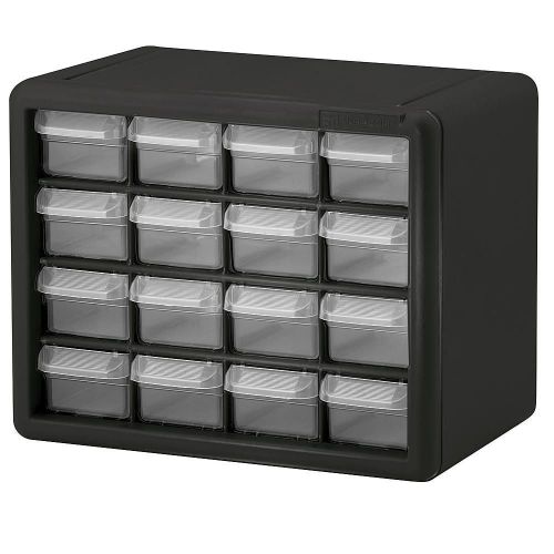 Small Parts Akro Mils Clear 16-Drawer Small Parts heavy-duty Cabinet Black/Clear