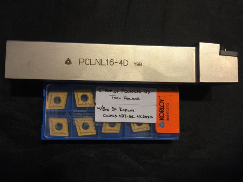 1&#034; korloy pclnl16-4d tool holder w/ box of 10 korloy cnmg 432 -gr nc3020 inserts for sale
