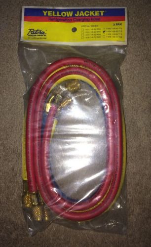 Yellow jacket refrigeration charging hose set 11984 yellow blue &amp; red new sealed for sale