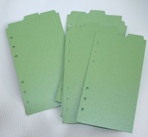 9 Shimmery  Green  Filofax Personal size  dividers monthly subject top tab