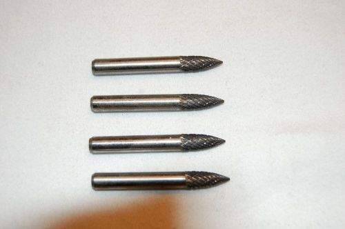 Four Carbide Burrs 1/4&#034; Shaft