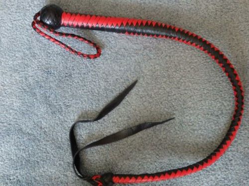 Leather Black/Red Single Tail VIPER Cat Whip Flogger - NEW HORSE TRAINER 9