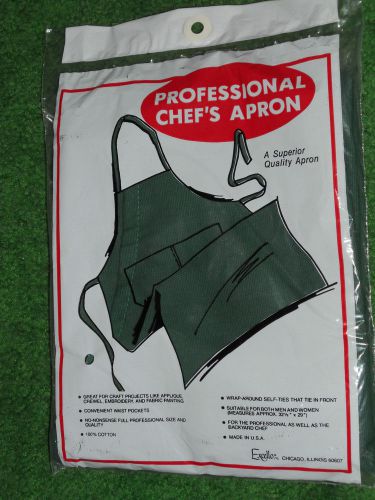 EXCELLO PROFESSIONAL CHEF&#039;S GREEN BIB APRON NEW IN PACKAGE