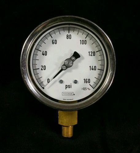 Noshok psi gauge, o-160, germany, 4&#034; diameter, 1/2&#034; connector - clean, nice for sale