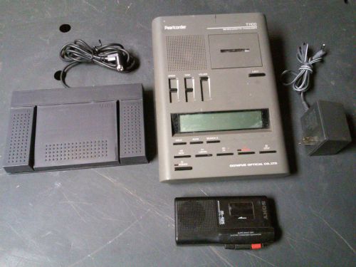 OLYMPUS PEARLCORDER T1100 MICROCASSETTE TRANSCRIBER +Sony Mini Cassette recorder