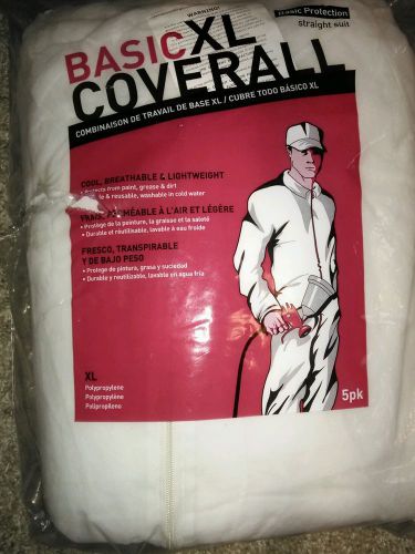 5 PACK X-LARGE KIMBERLY-CLARK KLEEN GUARD BASIC COVERALLS