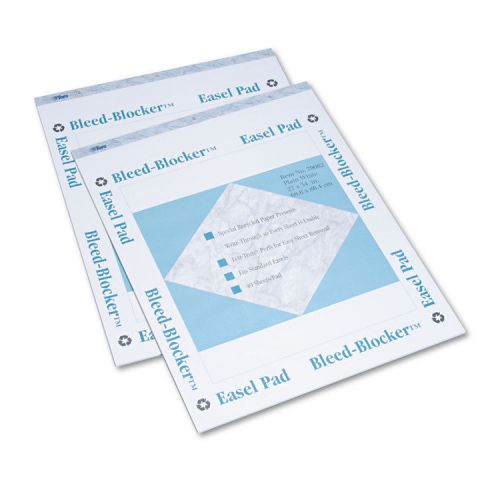 Bleed-Blocker Easel Pad, Unruled, 27 x 34, White, 2 40-Sheet Pads/Pack