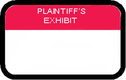PLAINTIFF&#039;S EXHIBIT Legal Labels Stickers White &amp; Red 250 on a handy roll