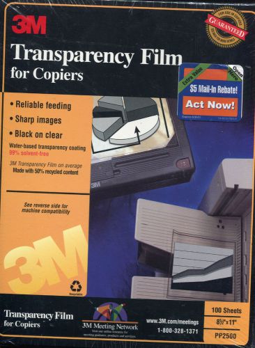 NEW 3M transparency film for copiers PP2500 5112501810 100 sheets black on clear