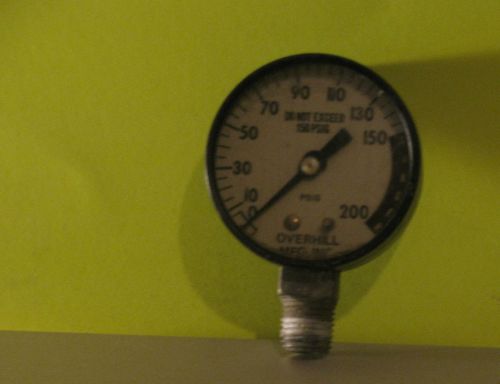 Vintage Overhill MFG INC Air Pressure Gauge 0-200 PSIG