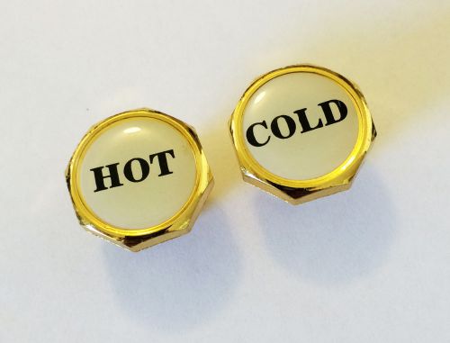 24K Gold 10mm Hot Cold Water Tap Label Buttons Caps Screw Top Bathroom Kitchen
