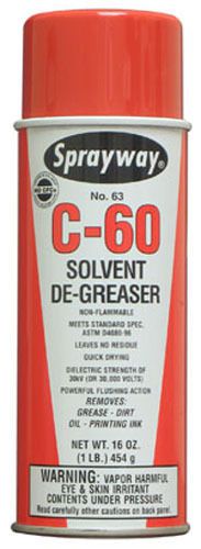 NEW- Package 6 cans of Sprayway C-60 Solvent Cleaner