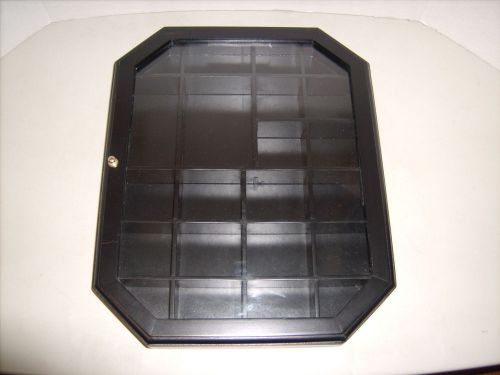 Ebony Black Wood Small Display Case-22 spaces- Wall or Table Top-14 1/2&#034;x11 1/2