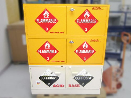 3 FLINN SCIENTIFIC SE2060 SCIMATCO STAK-A-CAB COMBINATION ACID FLAMMABLE CABINET